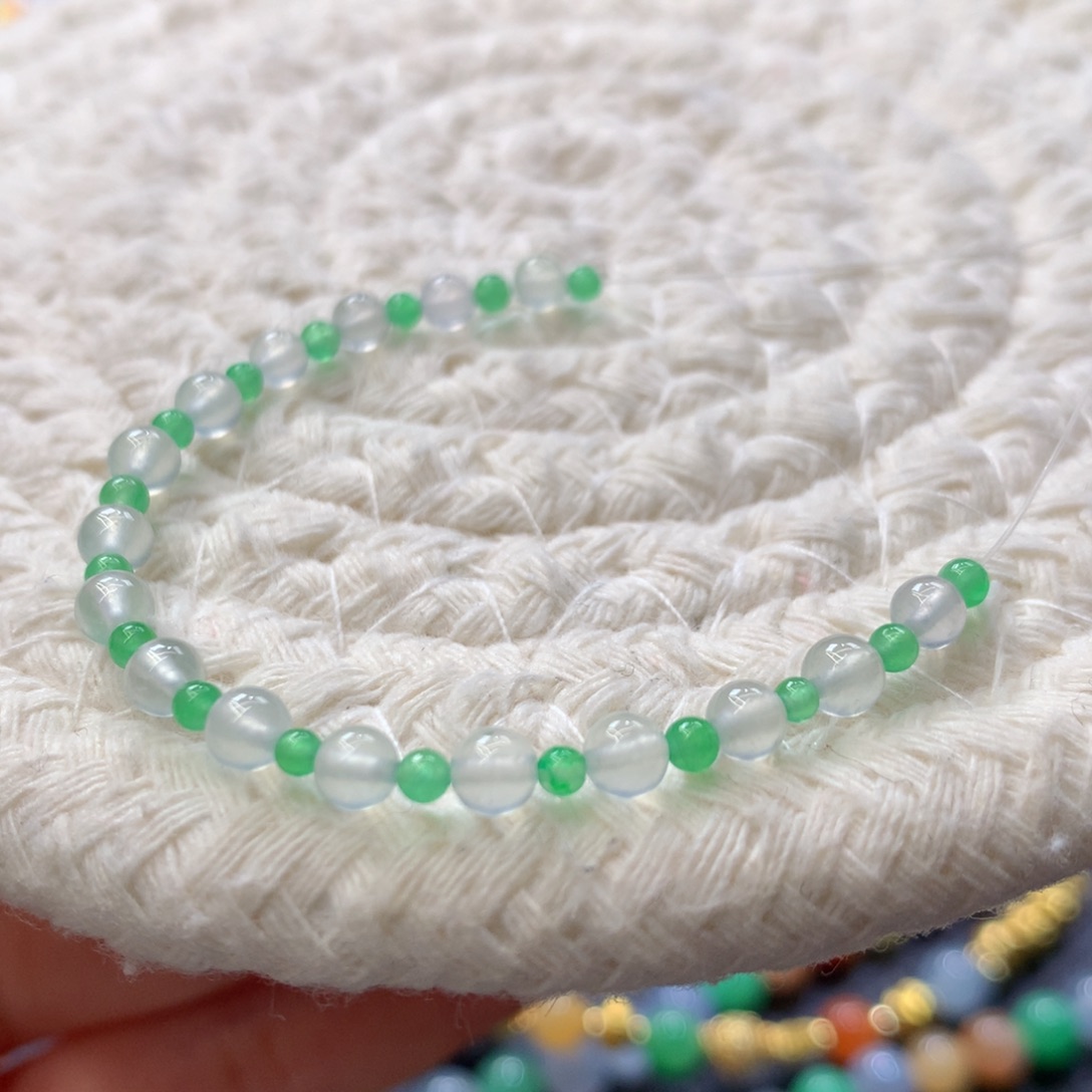 定制翡翠未镶嵌 毛货抛光定制 高冰葱花一组