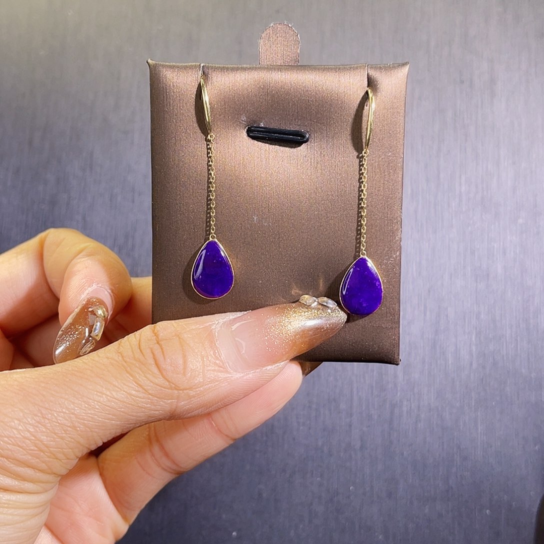 苏纪石（舒俱来）耳钩18K金镶嵌