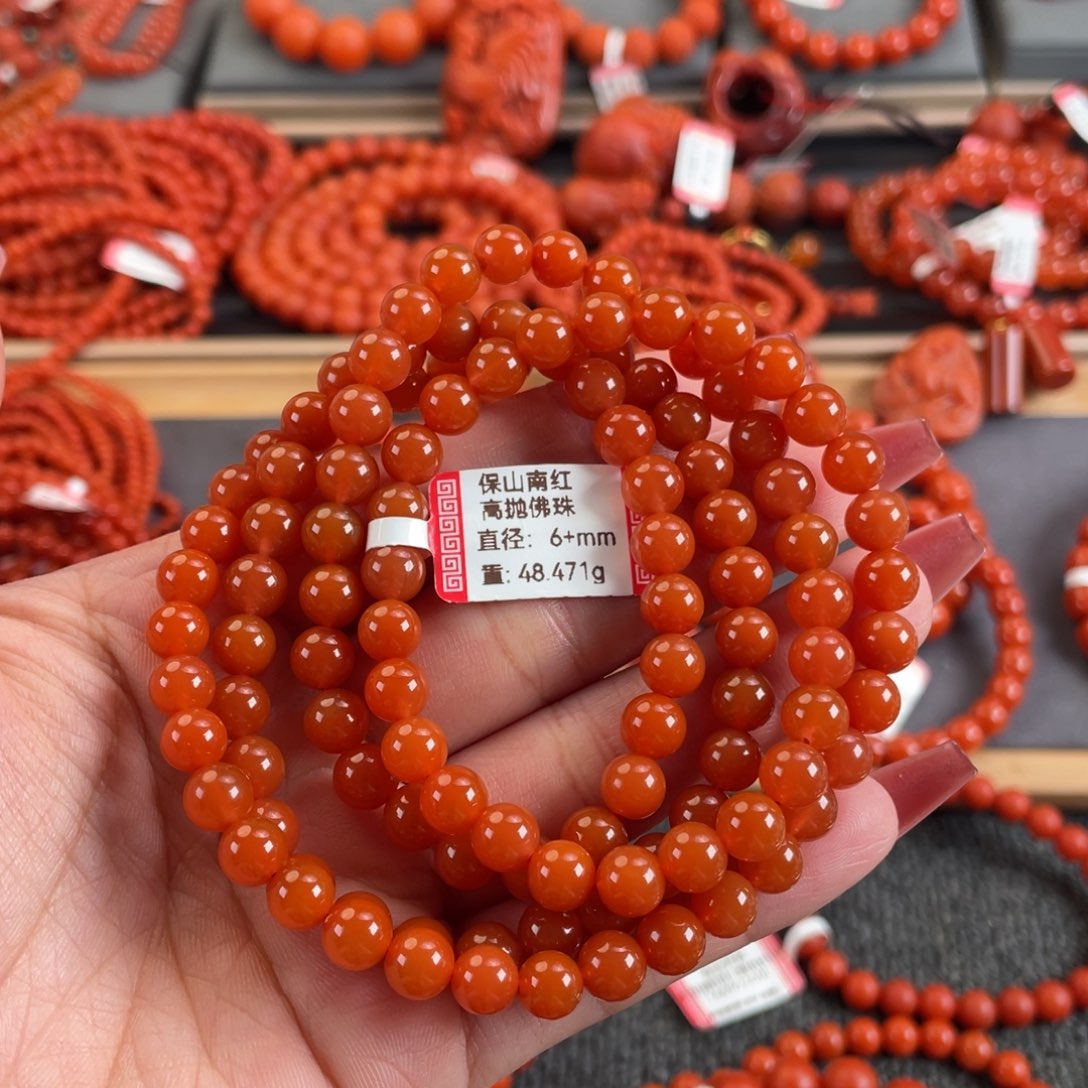 乐***快南红玛瑙未镶嵌6➕保山南红高抛多圈