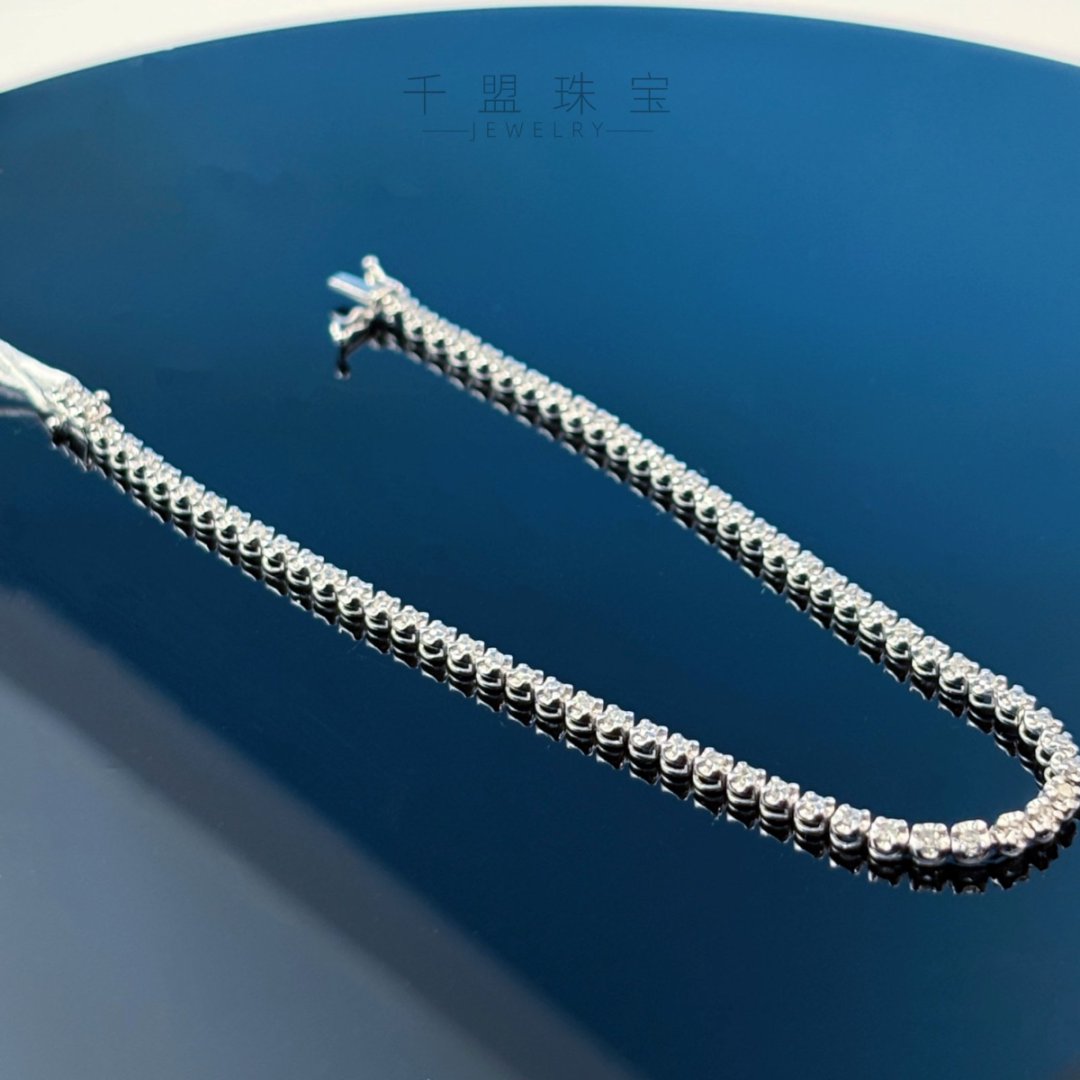 【千盟珠宝】重金【1克拉 豪华满钻】网球四爪手链 ZSSL0329（618活动）