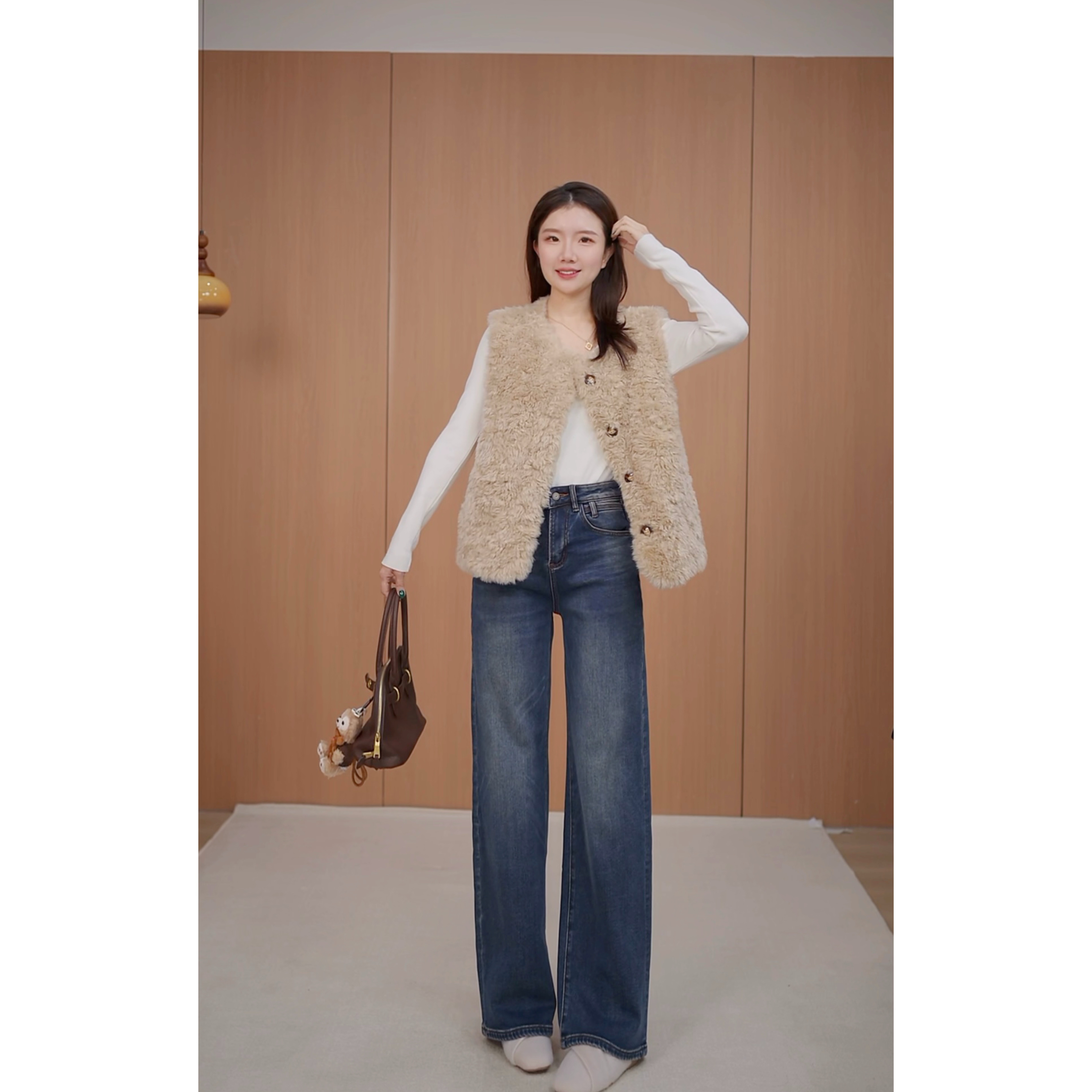 【松弛直筒】 加厚直筒牛仔裤四面弹 宽松冬天保暖长裤