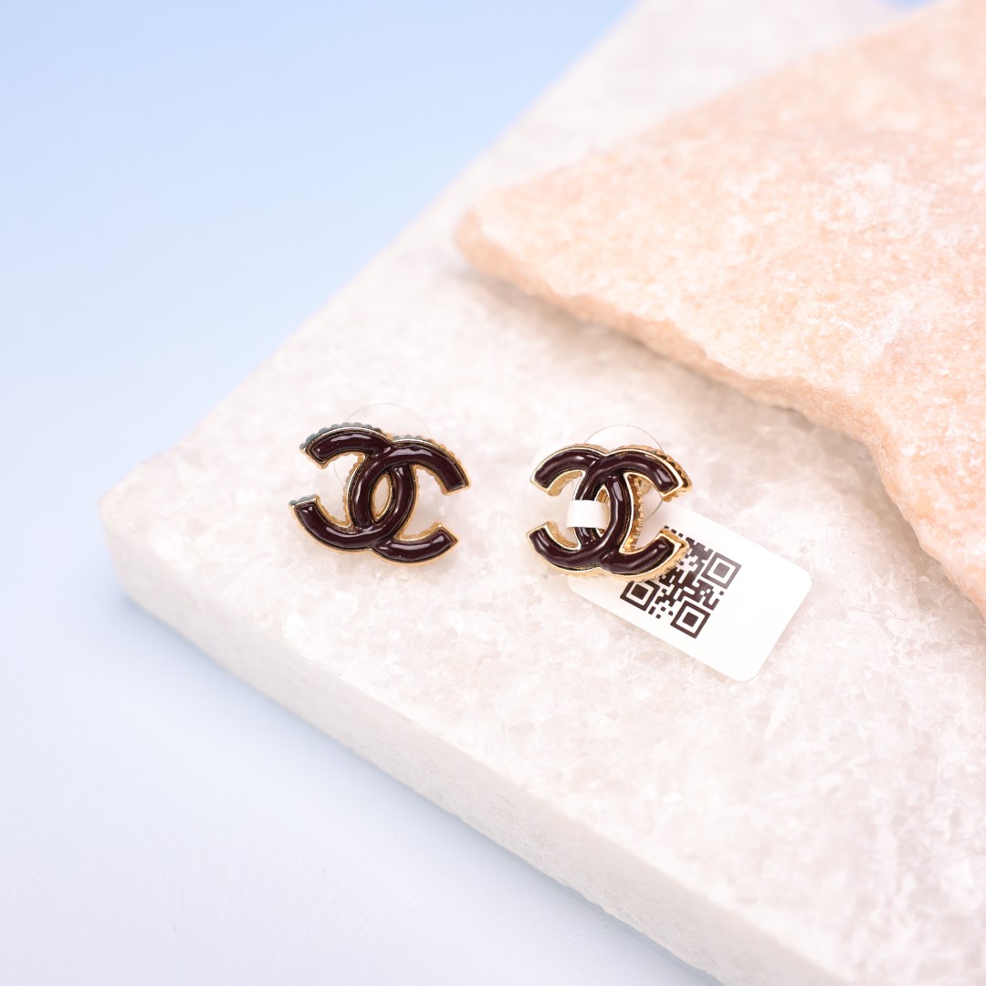 95新 Chanel/香奈儿 柚礼中古/香奈儿红琉璃双c耳钉nz512018