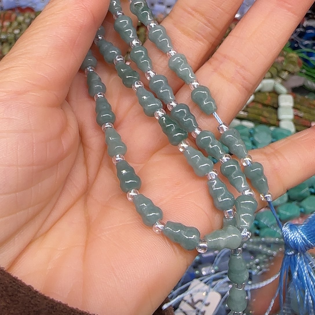 玛瑙/玉髓合金珠宝半成品翡翠葫芦5-8mm一条