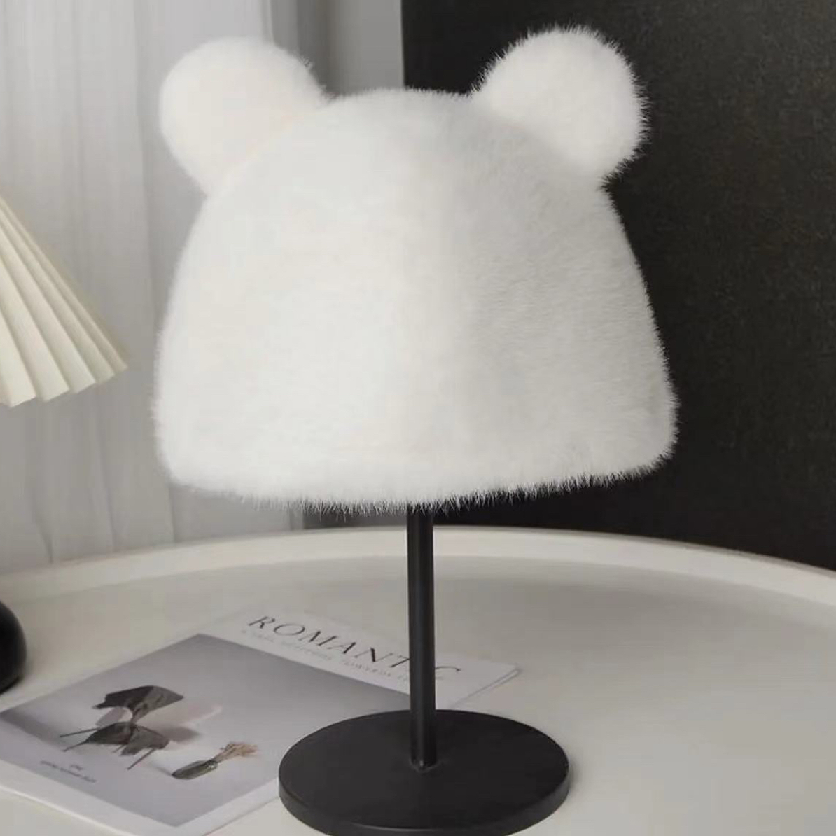 圆顶冬季无檐秋冬日系显脸小帽子毛毛日系保暖网红