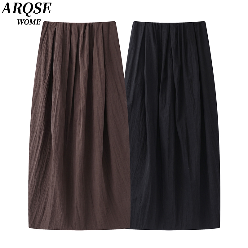 艾家新款2025春新款时尚百搭赫本高腰显瘦半身裙女3504