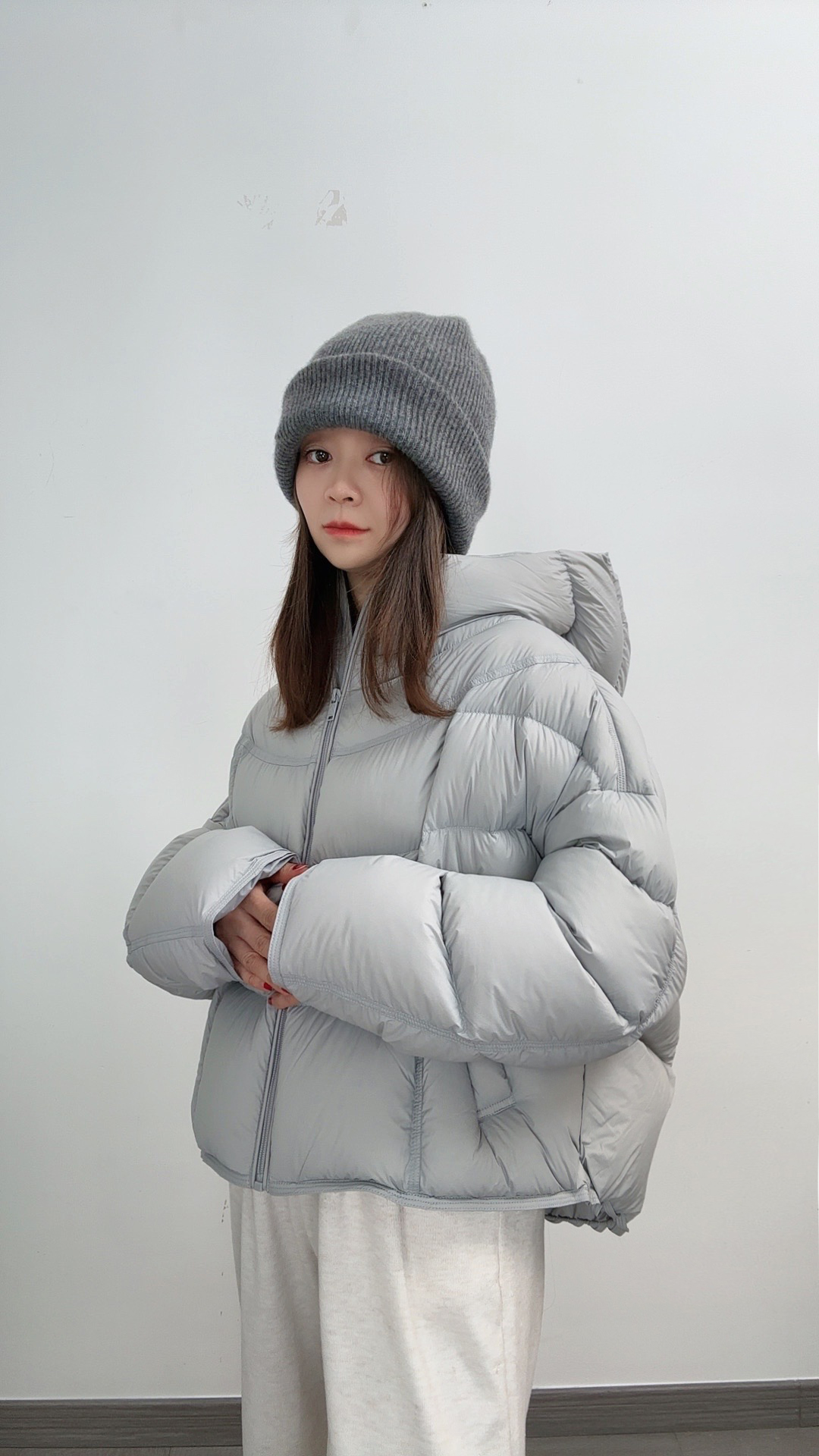 【凌濑穗】bo家同款90绒连帽短款加厚排骨短款龟背感羽绒服外套冬季