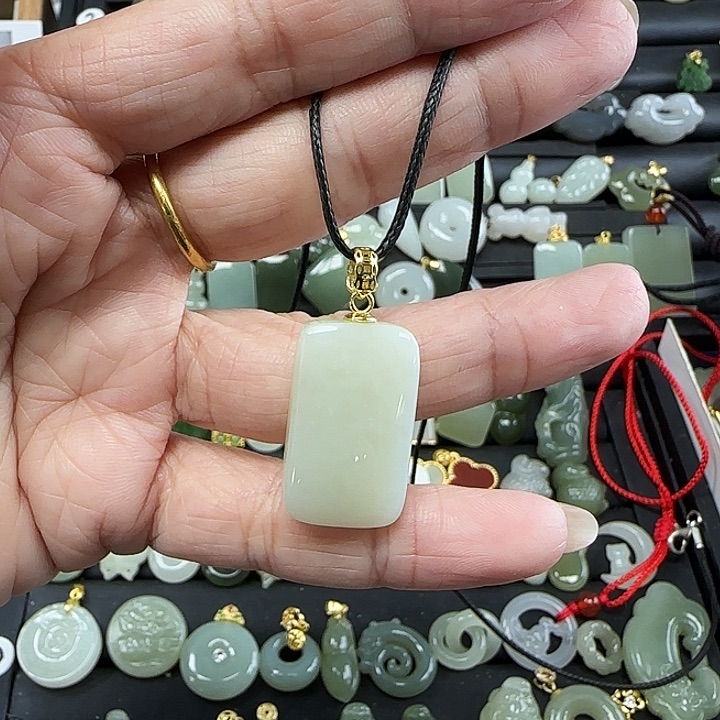 和田玉吊坠(不含链)银S925镶嵌