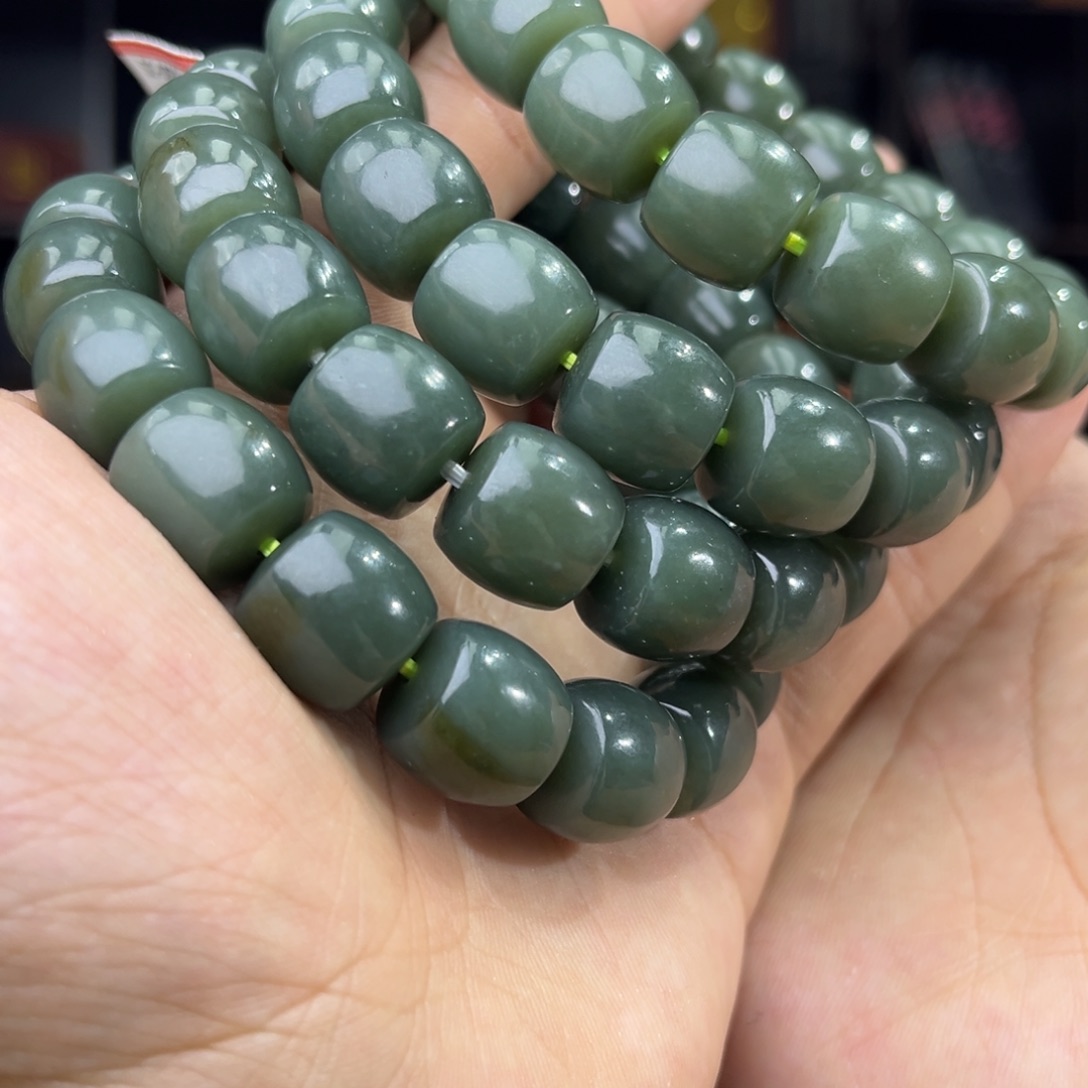 和田玉手串未镶嵌纯天然和田玉新疆且末蓝14多样性发其一