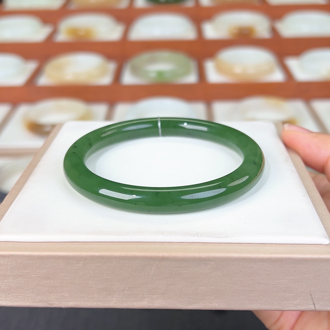 和田玉手镯未镶嵌兰**令和田玉碧玉手镯