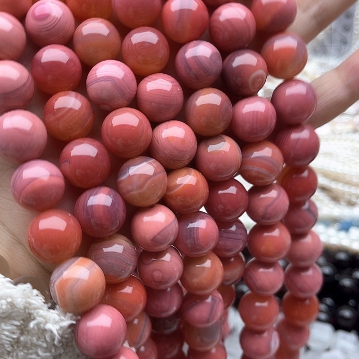 未镶嵌玛瑙/玉髓珠宝半成品一条14mm左右飘花南红