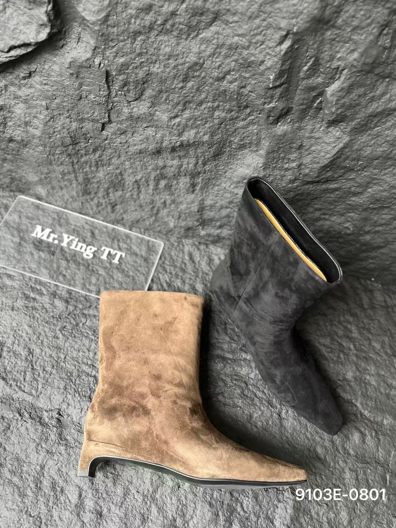 冬短靴跟鞋拉链方头细跟秋冬休闲风工装风高跟