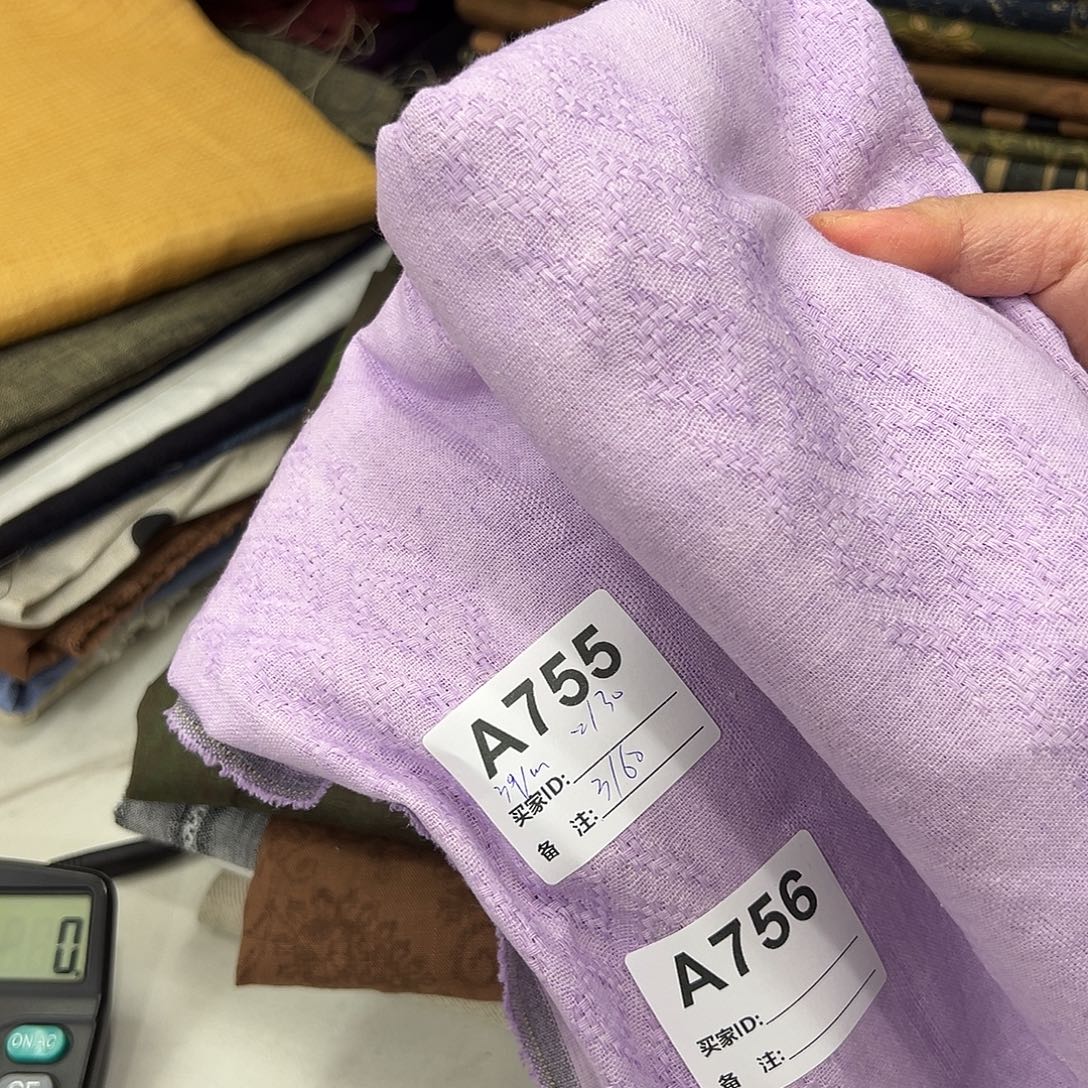 麻3米紫色花螺提花面料