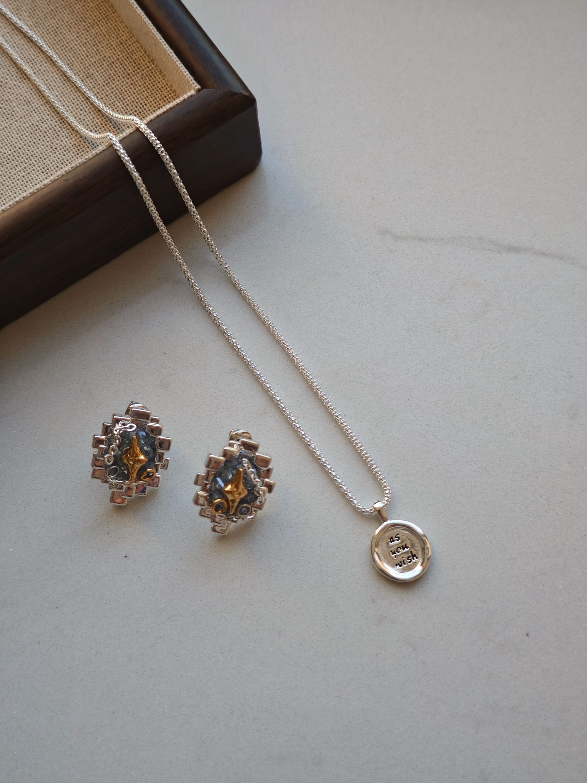 坠链均925银 韩国小众饰品s925纯银项链英文高级感锁骨链女亮银