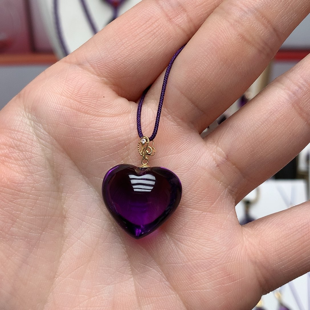 紫晶吊坠(赠链)18K金镶嵌