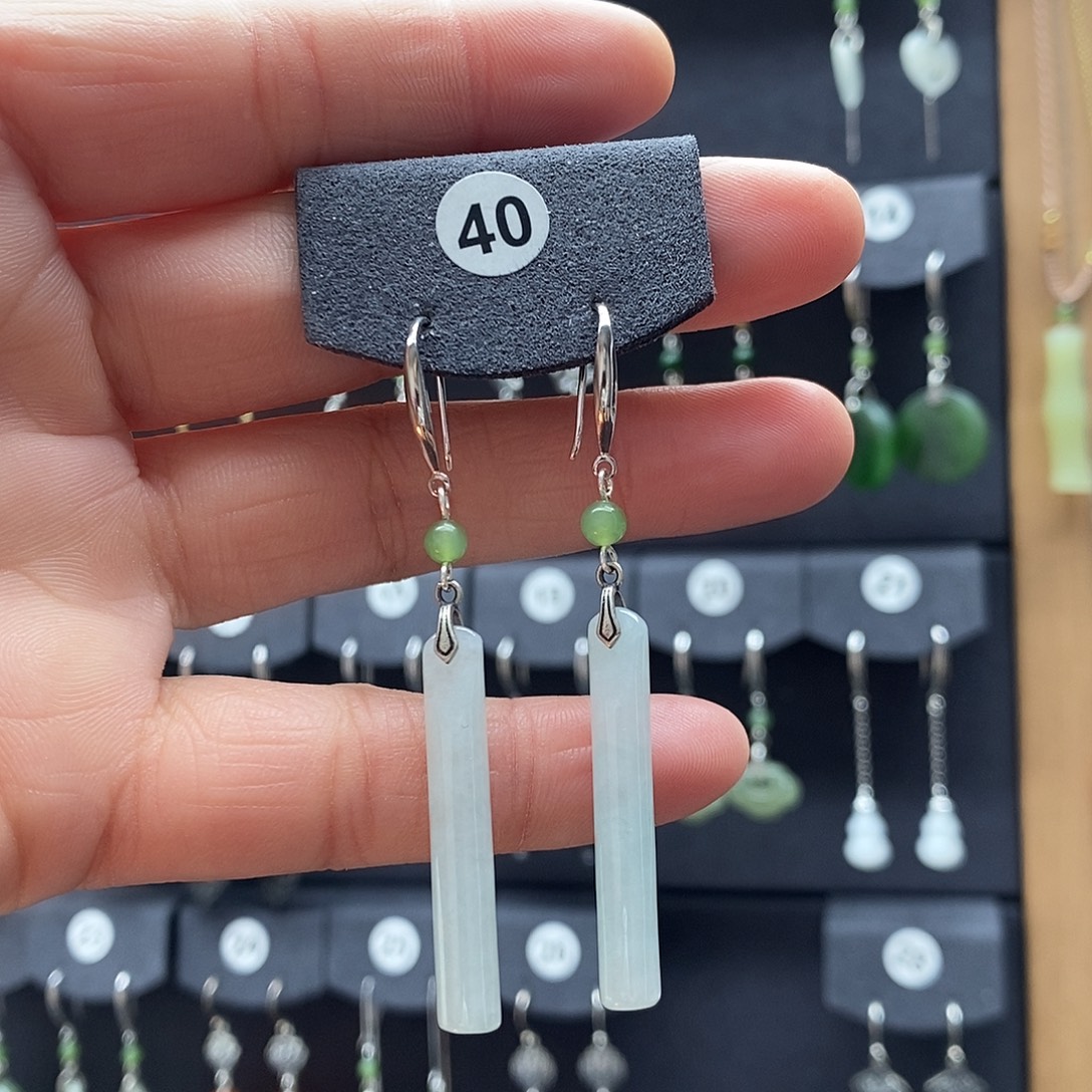 翡翠银S925镶嵌耳饰