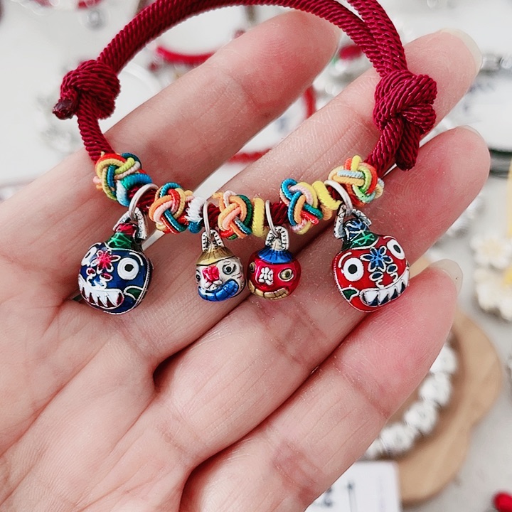 珐琅吊坠足银吞金四口