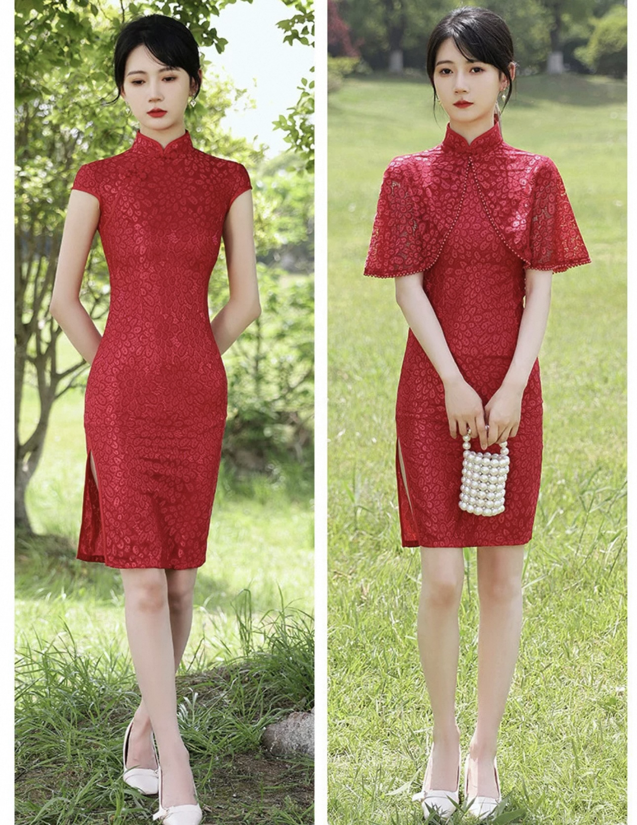 【2126 喜事来临 红色二件套】显瘦气质修身优雅复古中国风旗袍