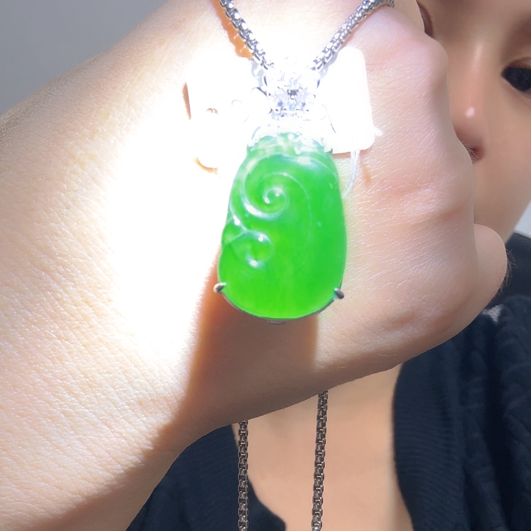 翡翠银S925镶嵌吊坠(不含链)