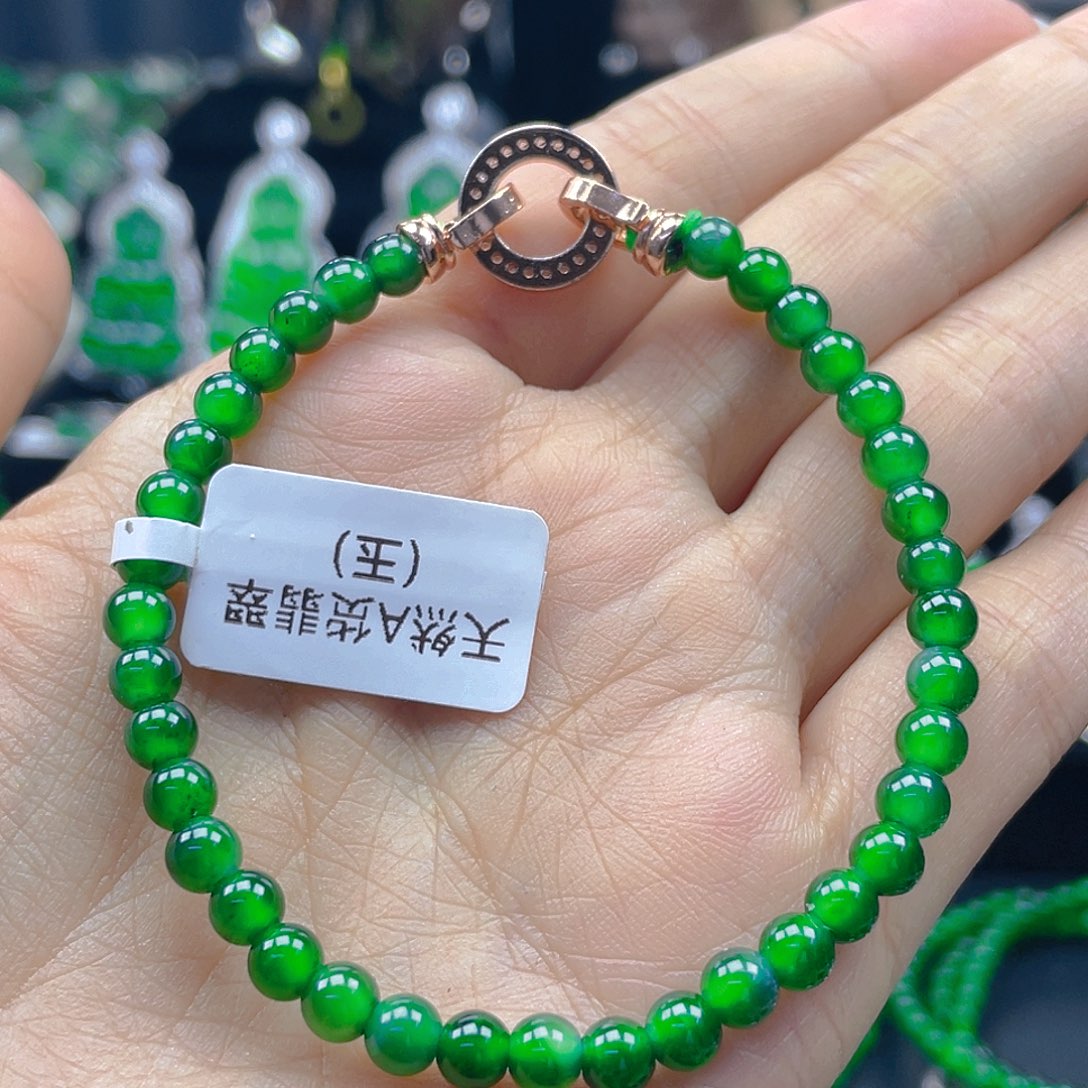 未镶嵌手链翡翠天然A货翡翠 辣绿5