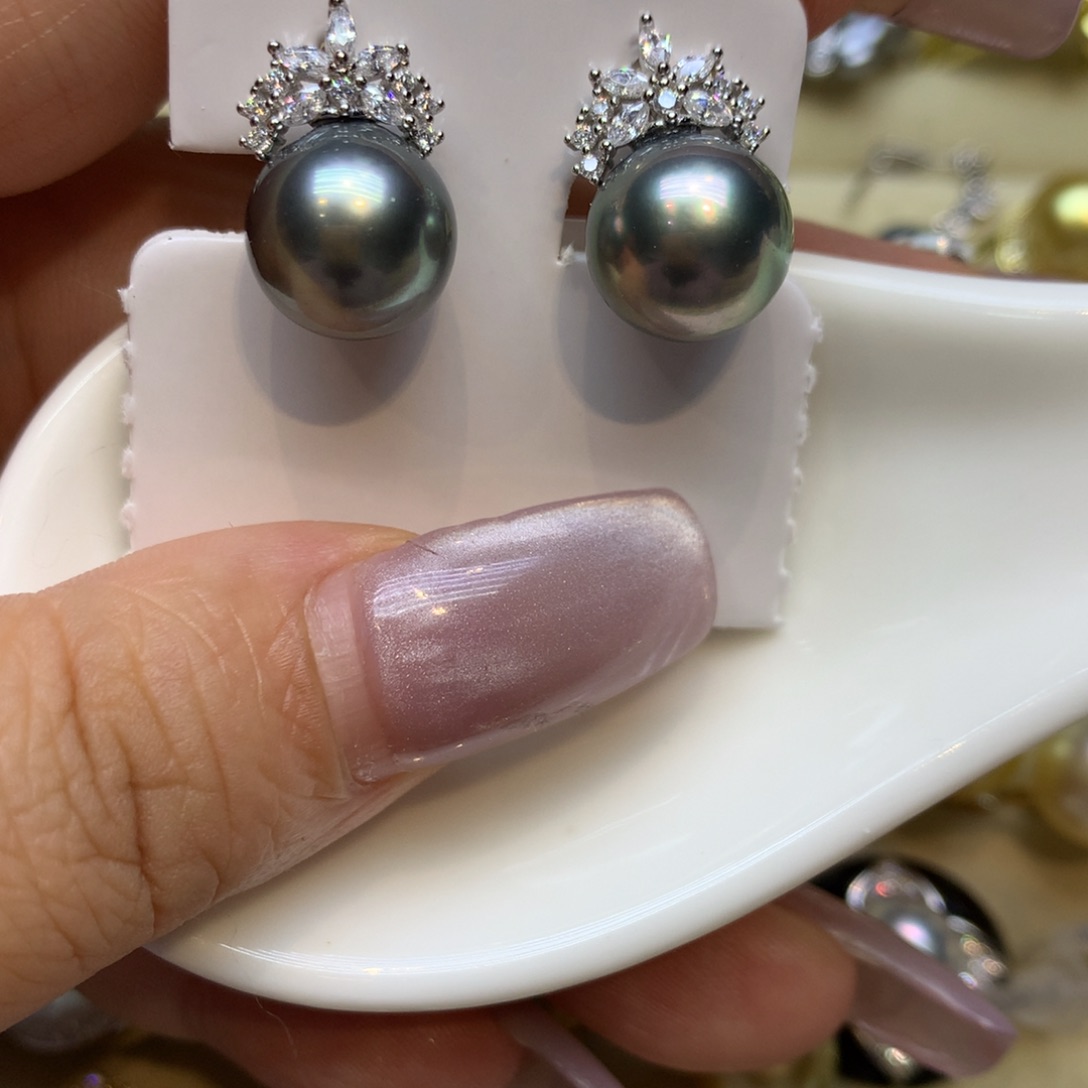 银S925镶嵌耳饰海水珍珠