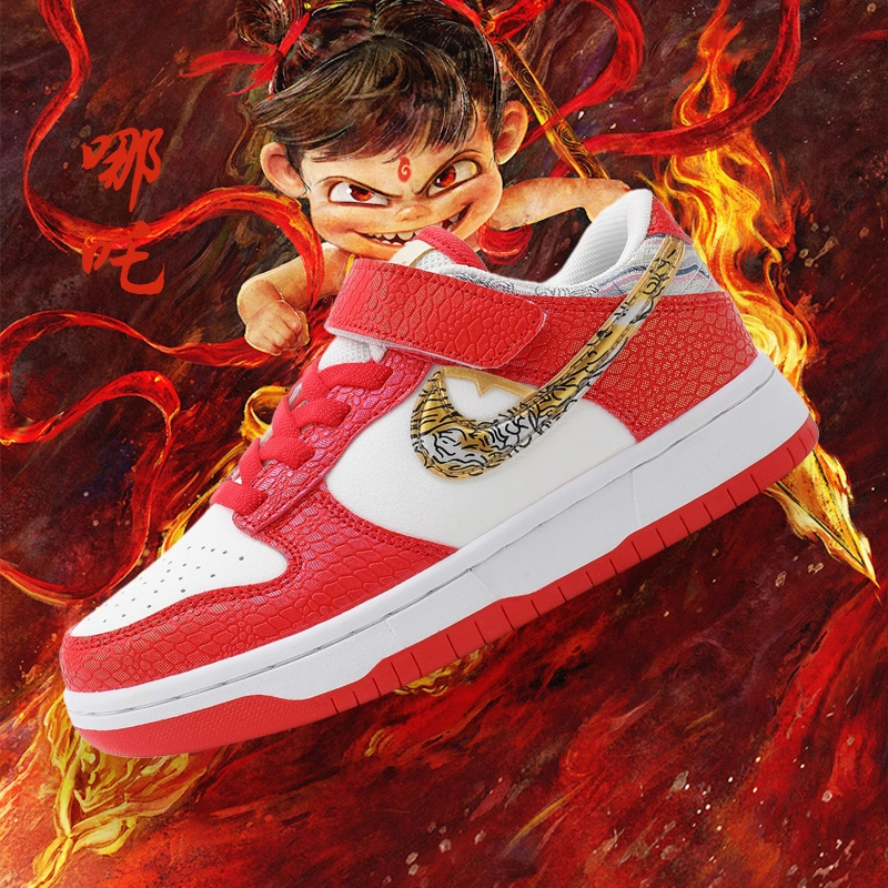 哪吒三太子敖丙儿童鞋板鞋中大童魔术贴黑神话悟空摩擦有声运动鞋