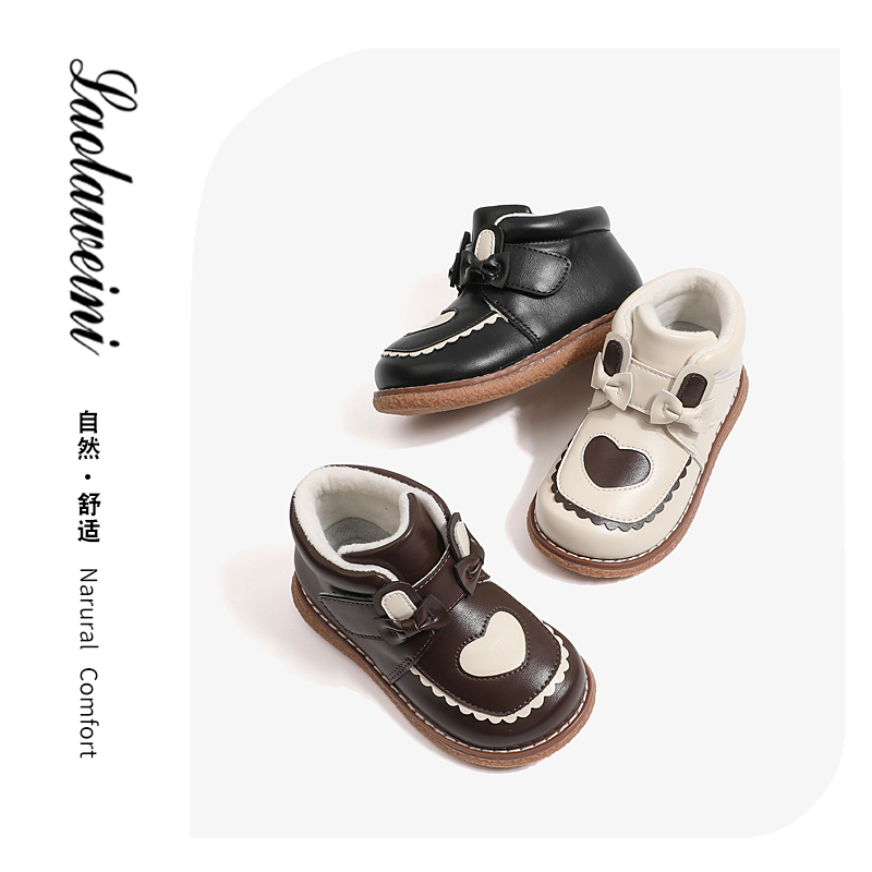 女童棉靴冬季新款短靴宝宝洋气皮靴加绒棉靴儿童小皮鞋LLWN236