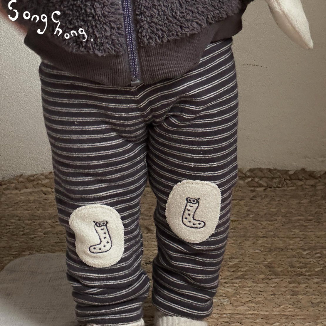 松虫·2025初冬 条纹贴布虫子打底裤 S25671