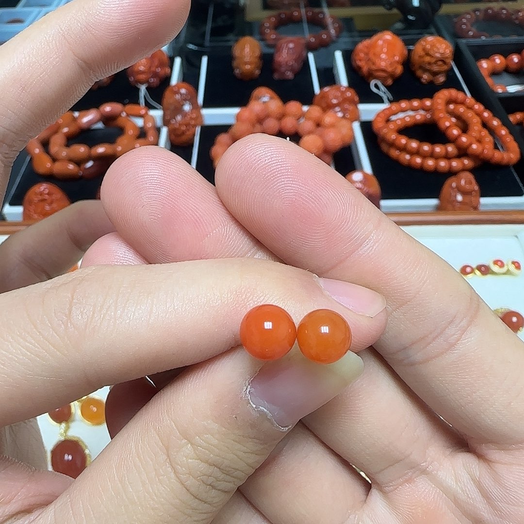南红玛瑙银S925镶嵌耳饰