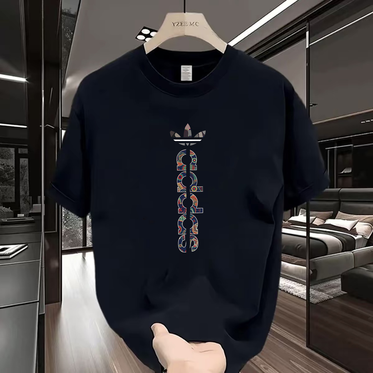 K【一折粉丝福利】夏季男女同款百搭时尚潮牌短袖T恤竖款