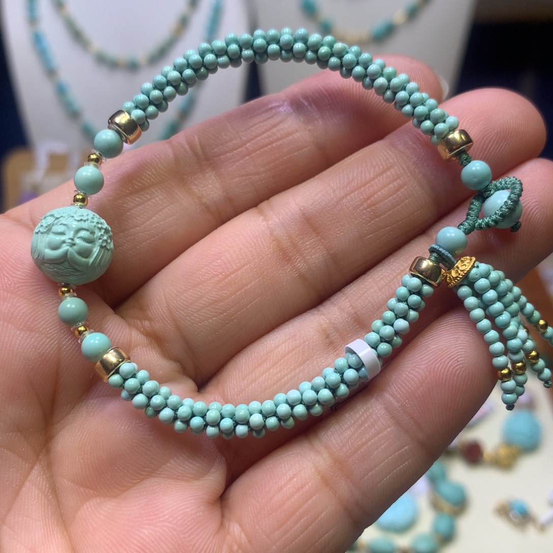 绿松石银S925镀金镶嵌单圈