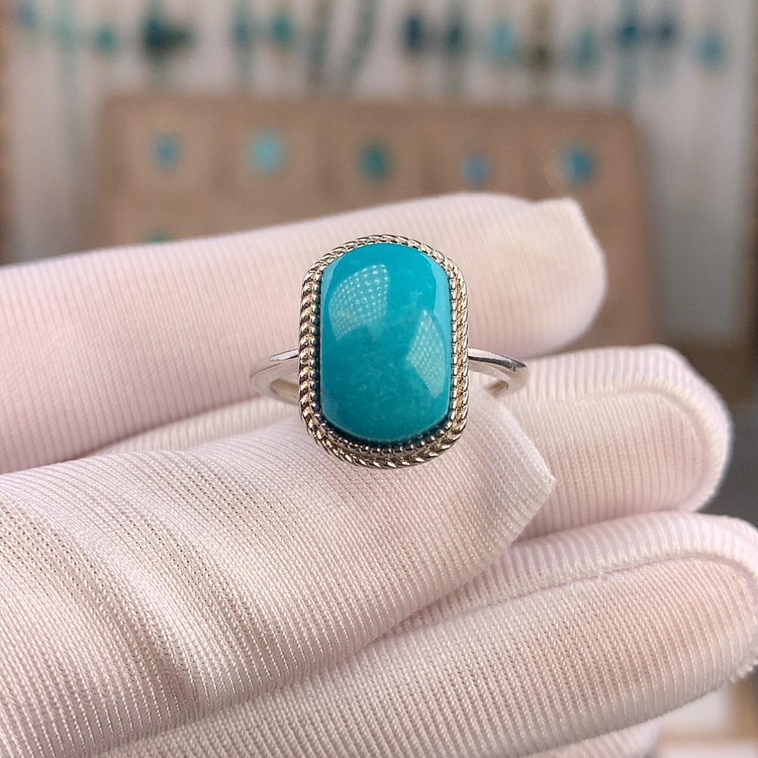 绿松石银S925镶嵌戒指