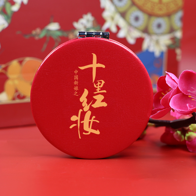 结婚小镜子十里红妆大红色双面小镜子婚庆化妆镜新娘结婚陪嫁镜子