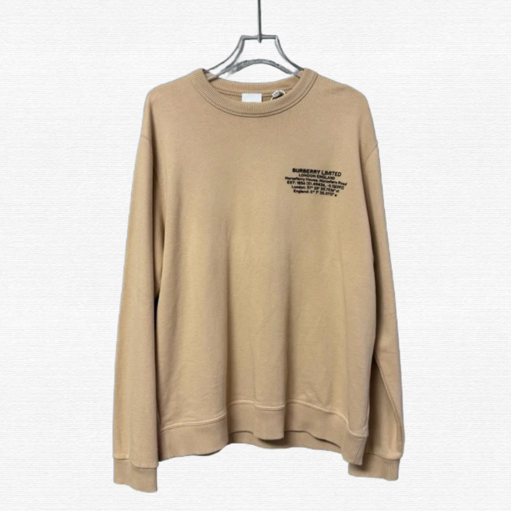 99新 BURBERRY/博柏利 印胶logo 圆领卫衣/L码/70890