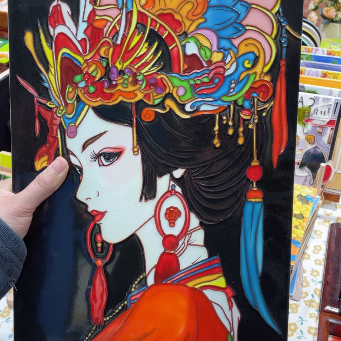 【闪购商品】瓷片情**浅25*40黑底人物单瓷片单瓷片