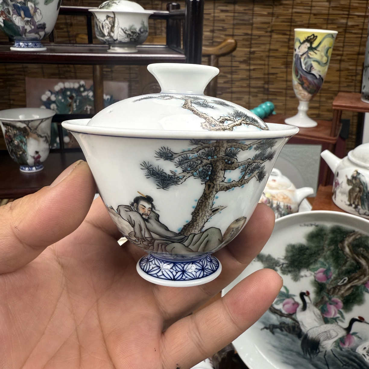 松阴醉卧手工手绘陶瓷