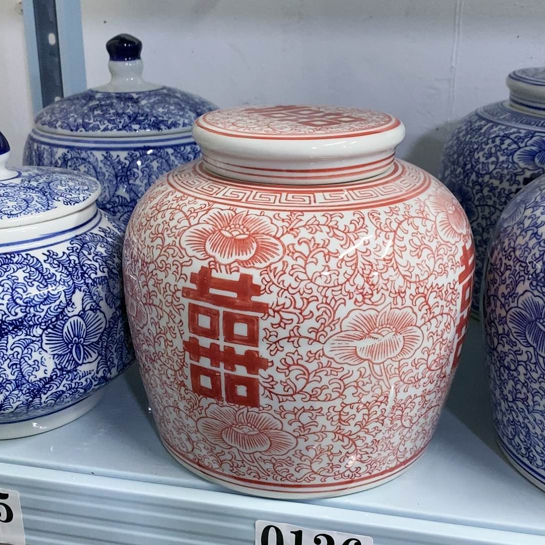 【闪购商品】摆件双喜糖罐瓷器器…………………………