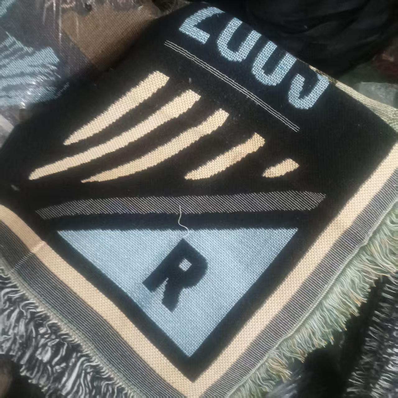 黑白老鹰麻棉户外毯桌布90*150