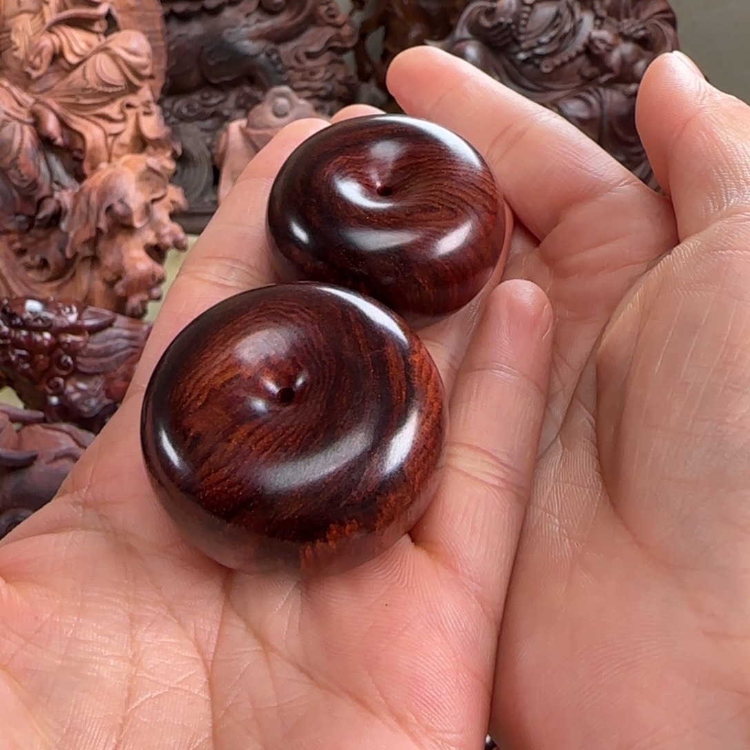 鱼***把件黄花梨/降香黄檀平安扣 手把件