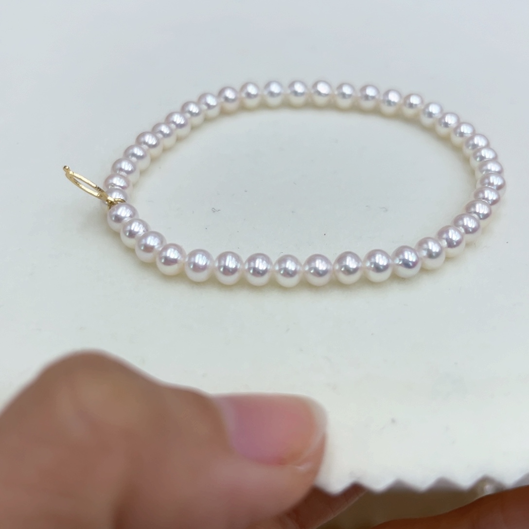 淡水珍珠手绳未镶嵌欣欣字母手链4-5