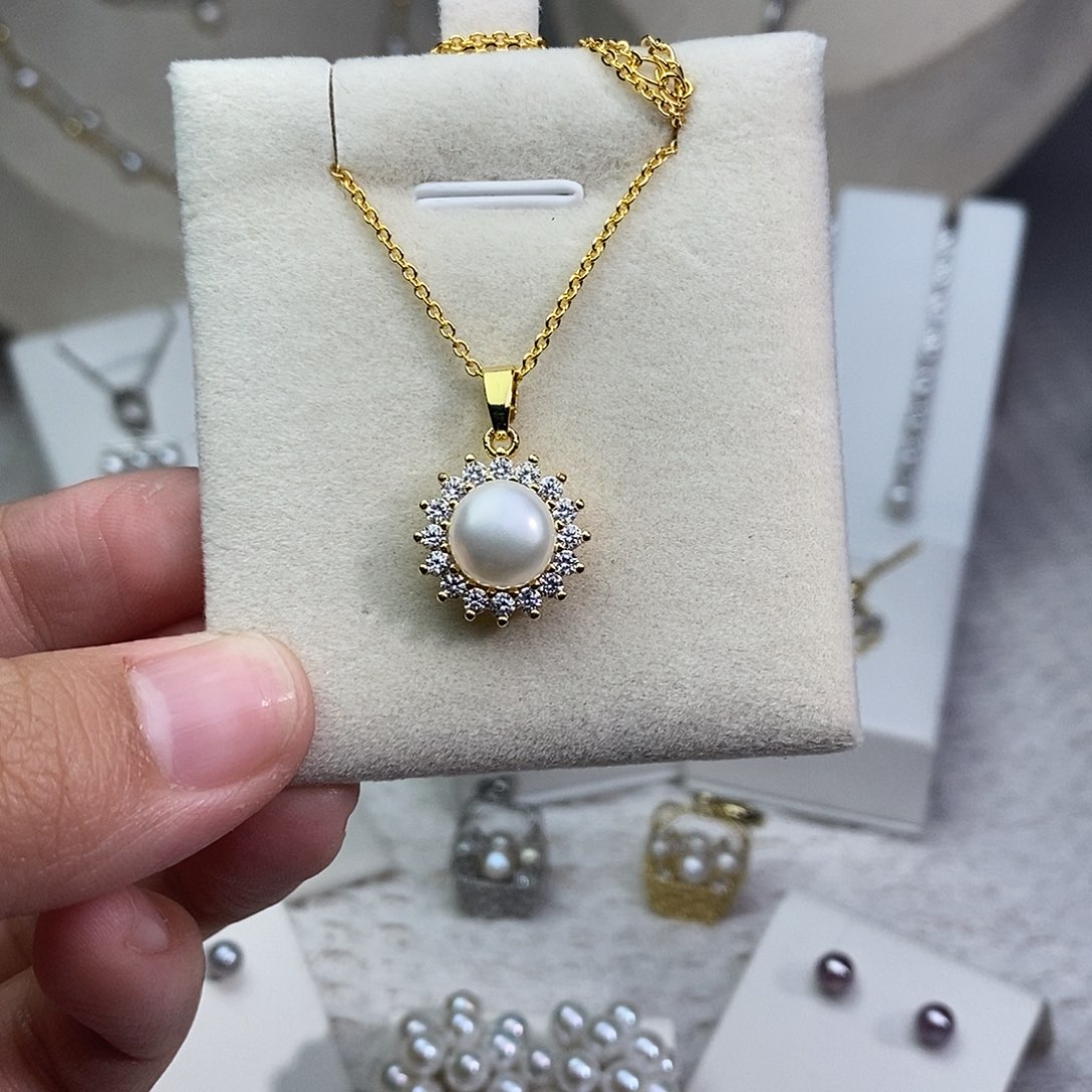 淡水珍珠耳饰银S925镶嵌