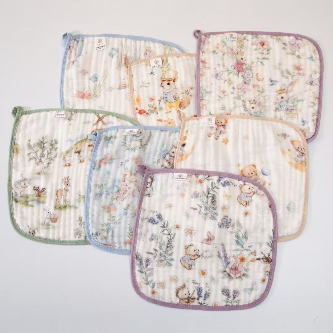 【麦菲熊层方巾】麦菲熊竹棉6层玉竹方巾婴幼儿宝宝方巾口水巾方巾