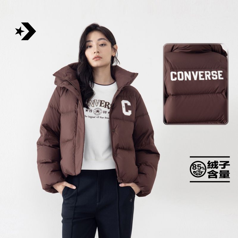 匡威秋冬新品女立领短款羽绒服面包服外套CONVERSE WCJ097