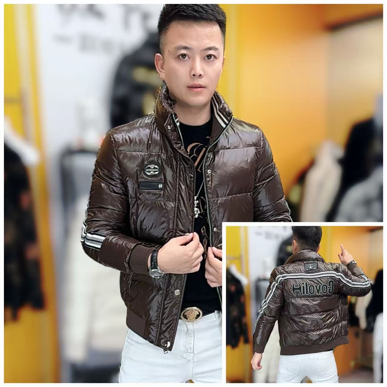 25910冬季新款时尚潮流男士立领字母修身羽绒服