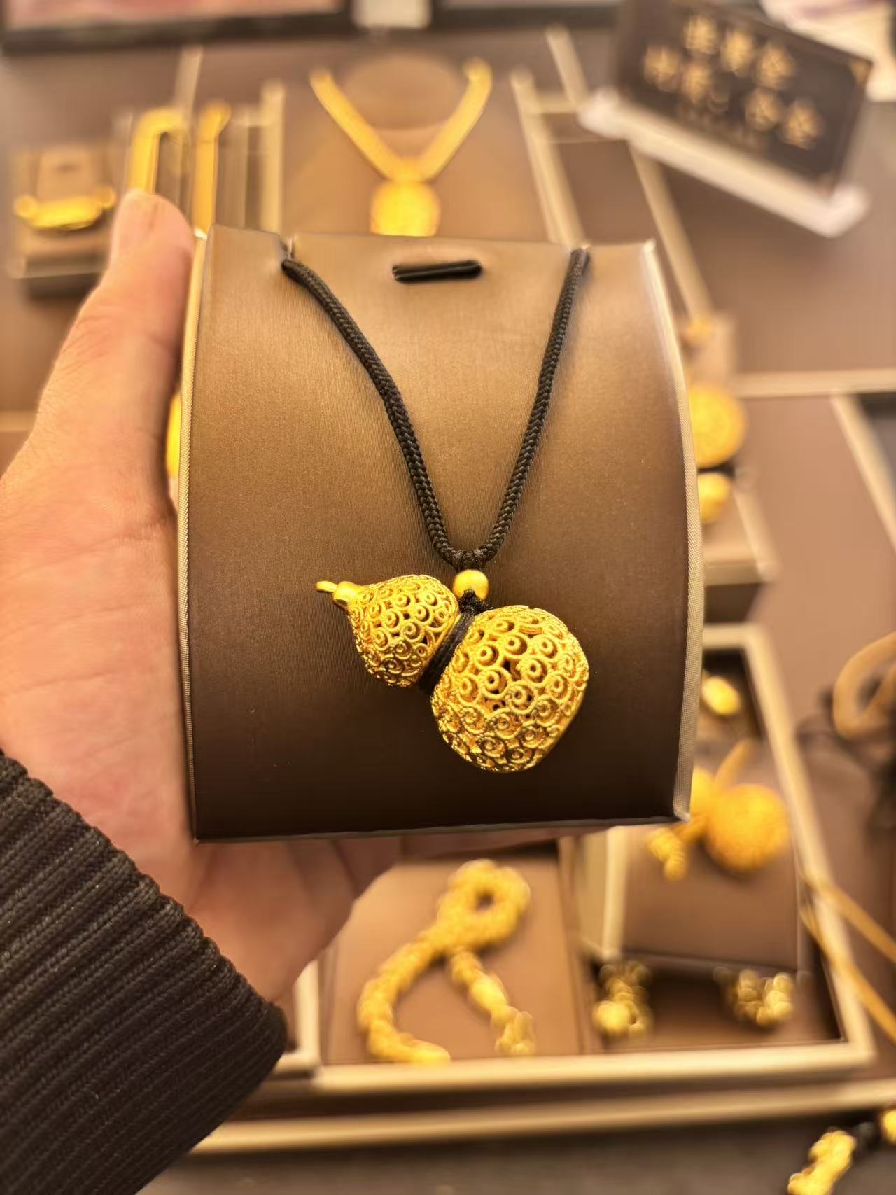 合金吊坠 古法镂空雕刻葫芦福禄双全吊坠时尚百搭