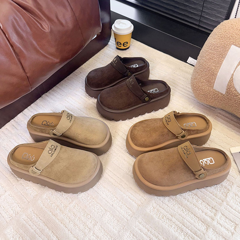 复古厚底增高勃肯鞋一脚蹬包头半拖鞋女外穿2025新款秋季博肯凉拖