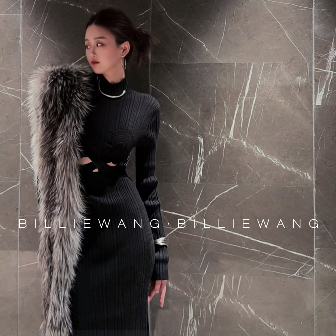 BW独立设计师高定系列｜超模比例｜性感镂空腰针织长裙 