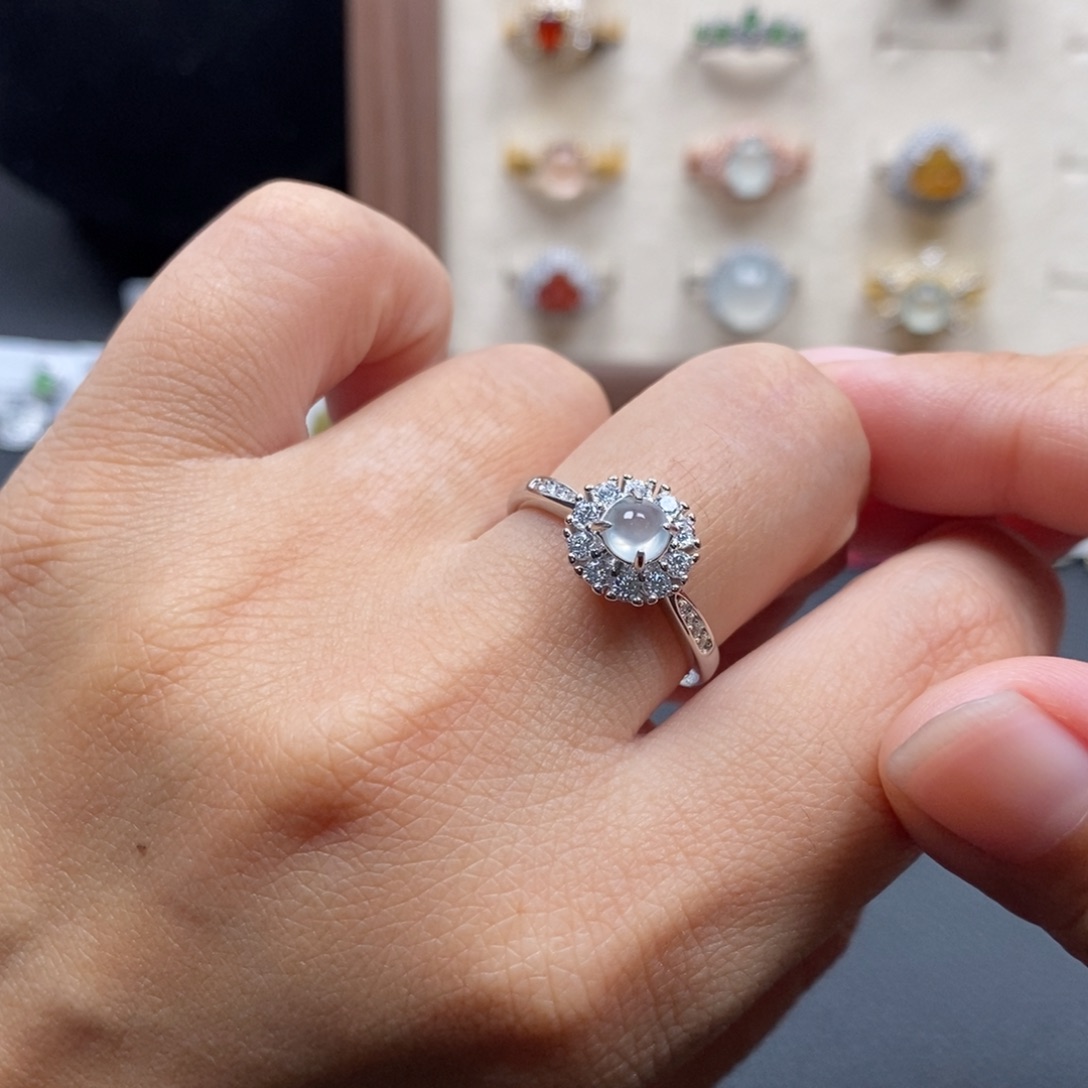 翡翠银S925镶嵌戒指