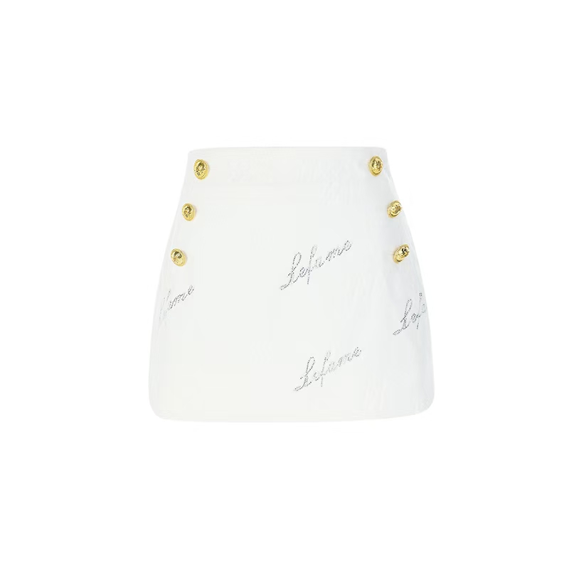 拉飞姆2024冬 白色烫钻半裙LF24D02SS157