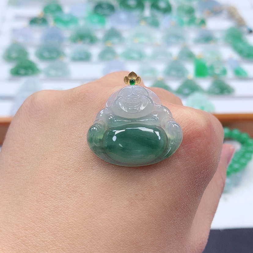 【闪购商品】翡翠吊坠(赠链)18K金镶嵌