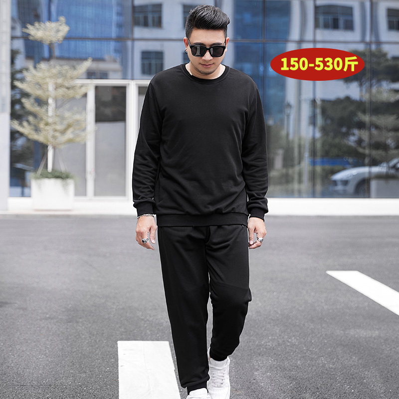 160-500斤特大码400斤秋冬运动棉高个子加长版套装胖子卫衣男